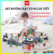 BỘ ĐƯỜNG RAY XE LỬA GỖ YD 92 PCS - YD 92PCS WOODEN TRAIN TRACK TOY (Kèm xe pin)