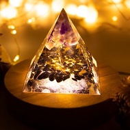 金字塔奧根塔Orgonite生命之樹/脈輪/助眠/冥想/能量紫水晶藍砂石