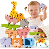 2 to 34 Years Old Boys Girls' Montessori Toys, 1-3 Years Old Children Wooden Animal Stacking Buildin