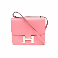 HERMES Constance康康19新唇膏粉Swift皮A刻銀扣肩背包