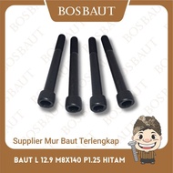 Steel Socket L Bolt 12.9 M8X140 P1.25 BLACK