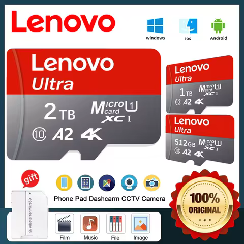 Lenovo 2TB Micro SD Card SD Memory Card 1TB 512GB High Speed TF Card U3 Class 10 4K Ultra-HD Video C