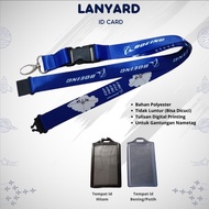 GANTUNGAN BOEING 737 747 767 777 787 2.5 cm Originalbiru + 2-slot name ID card COD available Lanyard