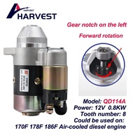 QD114A Diesel Generator Starter Motor 12V 0.8KW QD114 Suitable for 170F, 173F, 178F, 186F, 188F, 192