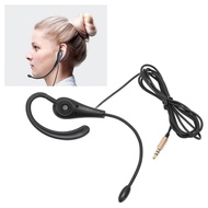 Single Sided Business Headphone Ear Hook 3.5mm Customer Service with Microphone for Laptop Mobile Ph