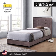 3ft (SINGLE) & 3.5ft (SUPER SINGLE) Fabric Bed Divan with Base & Headboard - Katil Divan Single / Su