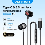 Vention ECHO USB C In-ear Earphones with 3.5mm Plug Wired DAC With Microphone Noise Isolating Volume