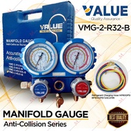 VALUE Air-Cond Dual Manifold Gauge Set R410a, R32, R22, R134a (VMG-2-R32-B) / MSS-R410 Manifold Set Meter