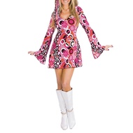 Miatoo Womens Retro Style 60s 70s Hippie Costume Flare Dress Coatume Set