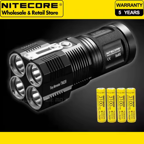 6000 Lumens Searchlight Nitecore TM28 High Power LED Flashlight with 4* 3100mAh 18650 batteries