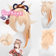 ♀ Yoimiya 45Cm Yellow Wig Anime Cosplay Heat Resistant Synthetic Wigs Hair Halloween
