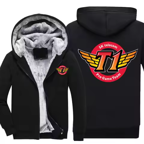 Skt Hoodie Sweatshirt Skt T1 Print Super Warm Fleece Hooded Coat Winter Thick Men Women Jacket Plus 