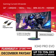 PRISM+ X340 PRO EVO | 34" 180Hz Curved Ultrawide 21:9 UWQHD [3440 x 1440] 120% sRGB Gaming Monitor
