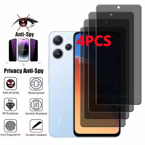 4Pcs For Xiaomi Redmi 12 Glass For Redmi 12 Screen Protector 9H Protective Anti-Spy Privacy Tempered
