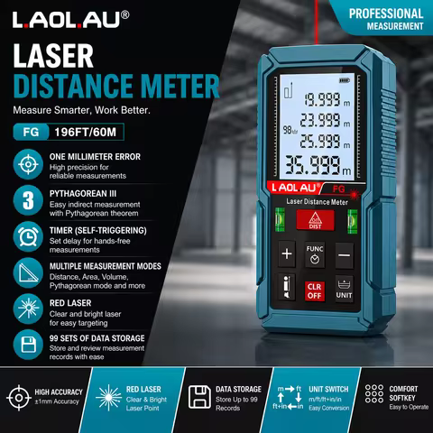 Timer Trigger Laser Meter Digital Tape Measure Tools 50m 100m 150m Laser Distance Meter Bubble Level