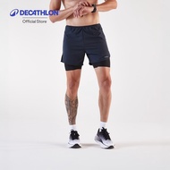 Decathlon Men'S 2 In 1 Running Shorts 2-In-1 For Men Kiprun Run 500 Comfort-Black