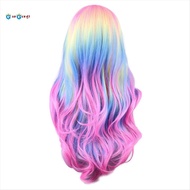 gangongColorful Rainbow Wig Ghost Festival Wig in the Fringe Simulation Scalp Party Ghost Festival W