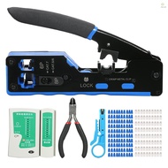(Docooler)RJ45 Crimp Tool Kit All in One Pass Through Crimping Tool for Cat5e Cat6 Cat6a Pass Throug