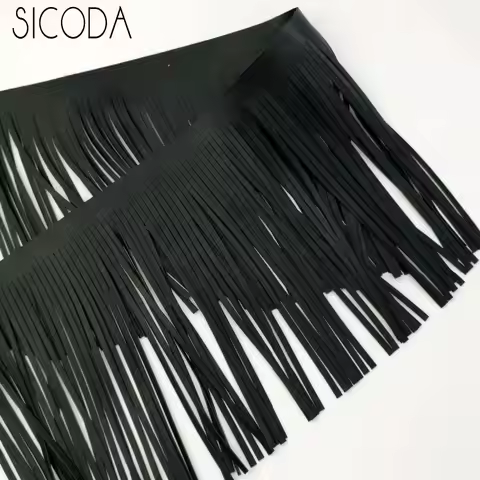 SICODA 2meters DIY sewing Fashion PU Leather Tassel Lace Trimmings Fringe garment accessories double