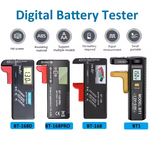 BT-168 BT1 Digital Battery Tester LCD Display 9V 1.5V Battery Button Battery Lithium Battery Checker
