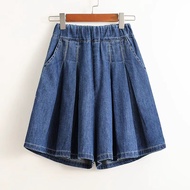 Loose Wide Leg Jeans Shorts Womens Summer Casual High Waist Button Fly Short Pants Elastic Waist Cuf
