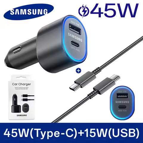 60W Samsung USB Type C Car Charger PD Super Charging Galaxy S25 S24 S23 S22 Ultra 45W 15W Charger Sa