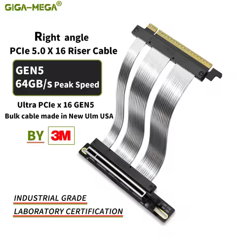 PCIe 5.0 X16 GPU Riser Cable Gen5 Ultra High Speed PCI Express Graphics Card Extension Cable Shielde