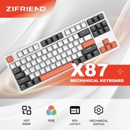 ZIFRIEND X87 Mechanical Keyboard Rainbow RGB Hotswappable 87 Keys Gaming Keyboard