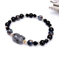 黑跡。手串 細品歲月 避邪防禦 療癒 l 黑髮晶 彼得石 黑耀石 l