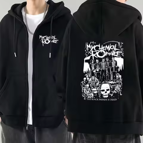 Men Fashion Hoodies Jacket Coats My Chemical Romance Mcr Dead Zipper Hoodie Top Loose Black Parade P