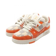 【二手】LOUIS VUITTONLV Trainer 系列運動鞋，橘色/白色，PVC塗層帆布，女款運動鞋