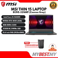 MSI Thin 15 B13VE-3216MY Gaming Laptop (i5-13420H/8GB DDR4/512GB SSD/RTX 4050/15.6" FHD/W11H)