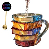 3d Painted Book Coffee Mug 11oz Glass Coffee Cupshaped Cup for Book Lovers, , Librarians & Writers