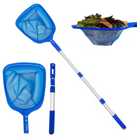 Swimming Pool Skimmer Net - 3 Section Telescopic Pole Fine Mesh Deepwater Net Cleaning Leaves and De
