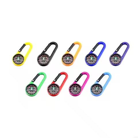 9pcs Carabiner Compasses Pendant Multifunction Keychain Compasses Portable Mini Keychain Navigation 