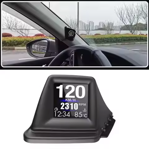 Universal Car Head Up HUD Display with OBD+GPS Dual Mode Over Speed Warning Windshield Speedometer A