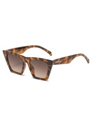 1對女性豹紋元素太陽眼鏡棕色眼鏡貓眼時尚墨鏡漸層鏡片服飾配件夏季旅行海灘適用於大面部輕盈顯瘦&amp;提供UV400保護波霍風格