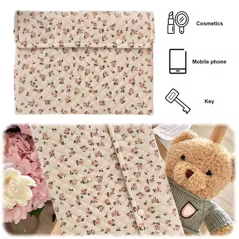 Flower Printed Laptop Sleeve Quilted Laptop Carrying Case Protective Laptop Case for 11-15 Inch Lapt