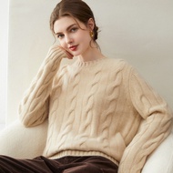 Cashmere Sweater Women Cashmere Round Neck Pullover Twist Loose Fashion Base Knitted Warm Sweater