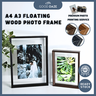 【GOOD DAZE】A4 A3 Frame Gambar Transparent Floating Frame wood glass photo frame 木相框A4 A3大相框透明 frem gambar hiasan dinding