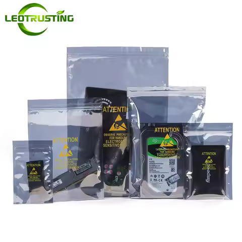 100PCS Anti Static Shielding Attention Print Ziplock Bag DIY ESD Electronic Instrument Dustproof USB