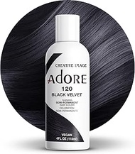 Adore Semi Permanent Hair Color - Vegan and Cruelty-Free Black Hair Dye - 4 Fl Oz - 120 Black Velvet