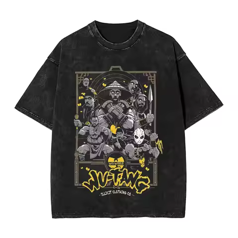 Rapper Clan Wu Tang Global Tour Mercah Graphic Print T-shirt Harajuku Fashion Oversized Tee Men Wome