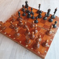 舊俄羅斯國際象棋 1950 年代老式木製蘇聯加重國際象棋古董