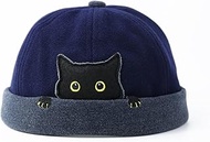 Unisex Melon Hats Cute Cat Pattern Landlord Hat Brimless Curled Hat Casual Docker Cap Skull Caps Bea