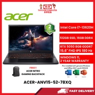 ACER-ANV15-52-78XQ-INTELCOREI7-13620H,16GBR4,512GBSSD,15.6"FHDIPS,RTX50508GVR7,W1164,2YRS,H&S