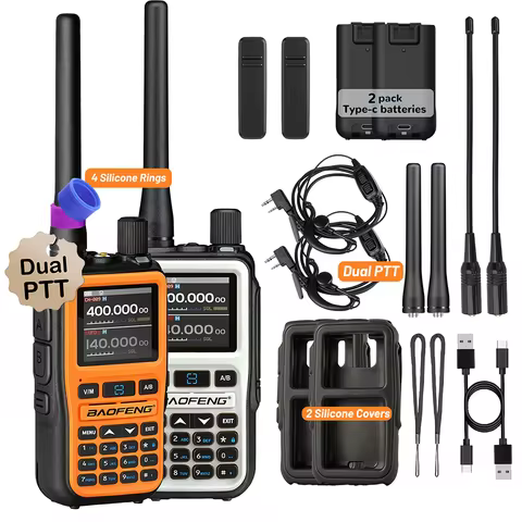 2 Pack BAOFENG UV-5R Mini Dual Band Radio 5W/999CH Bluetooth Prog NOAA Alert Type-C Fast Charging - 