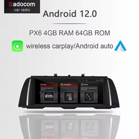 10.25" PX6 IPS Android 10.0 Car DVD player 6 Core 64GB ROM 4GB RAM GPS For BMW 5 Series F10 F11 520i