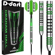 MISSION STEEL TIP DART - 22G/24G Graham Hall Black Green 90% Tungsten Steel Darts (ARROW DART KELULI
