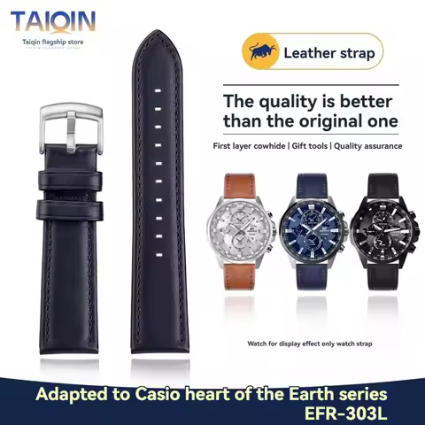 Cowhide Leather Watch Strap For Casio EDIFICE EFR-303 EFR-304 ECB-900YD EFS-510 Watch Band Men's Wat